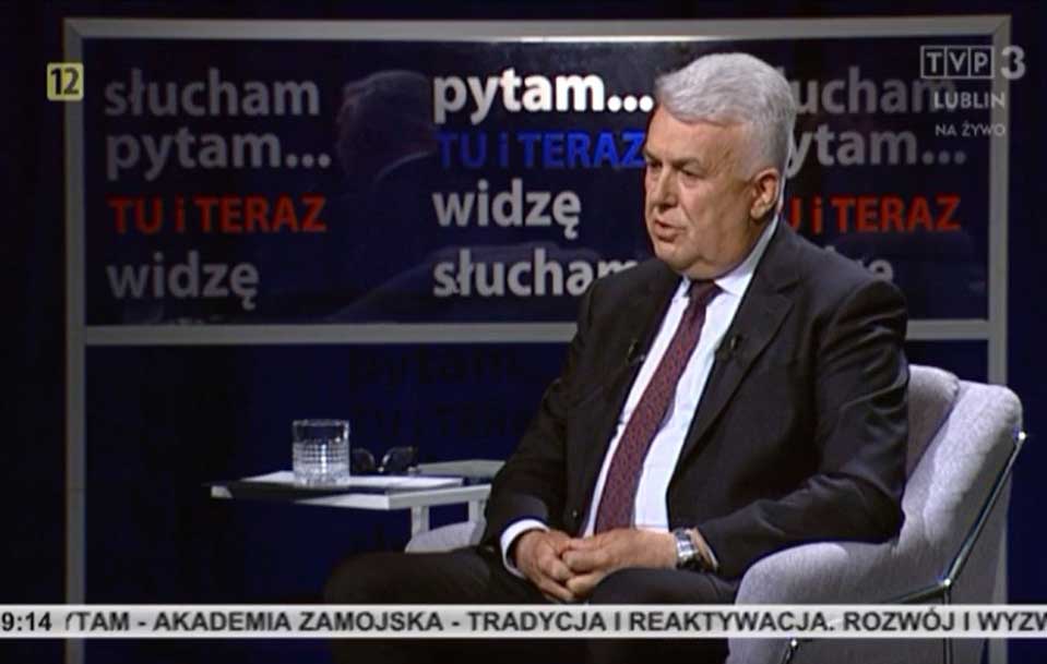 Debata w TVP3 Lublin na temat Akademii Zamojskiej - poseł S. Zawiślak, wnioskodawca przyjętej przez Sejm RP ustawy powołującej AZ, współorganizatorem społecznej inicjatywy przedsiębiorców zmierzającej do rozwoju na Uczelni kierunków technicznych